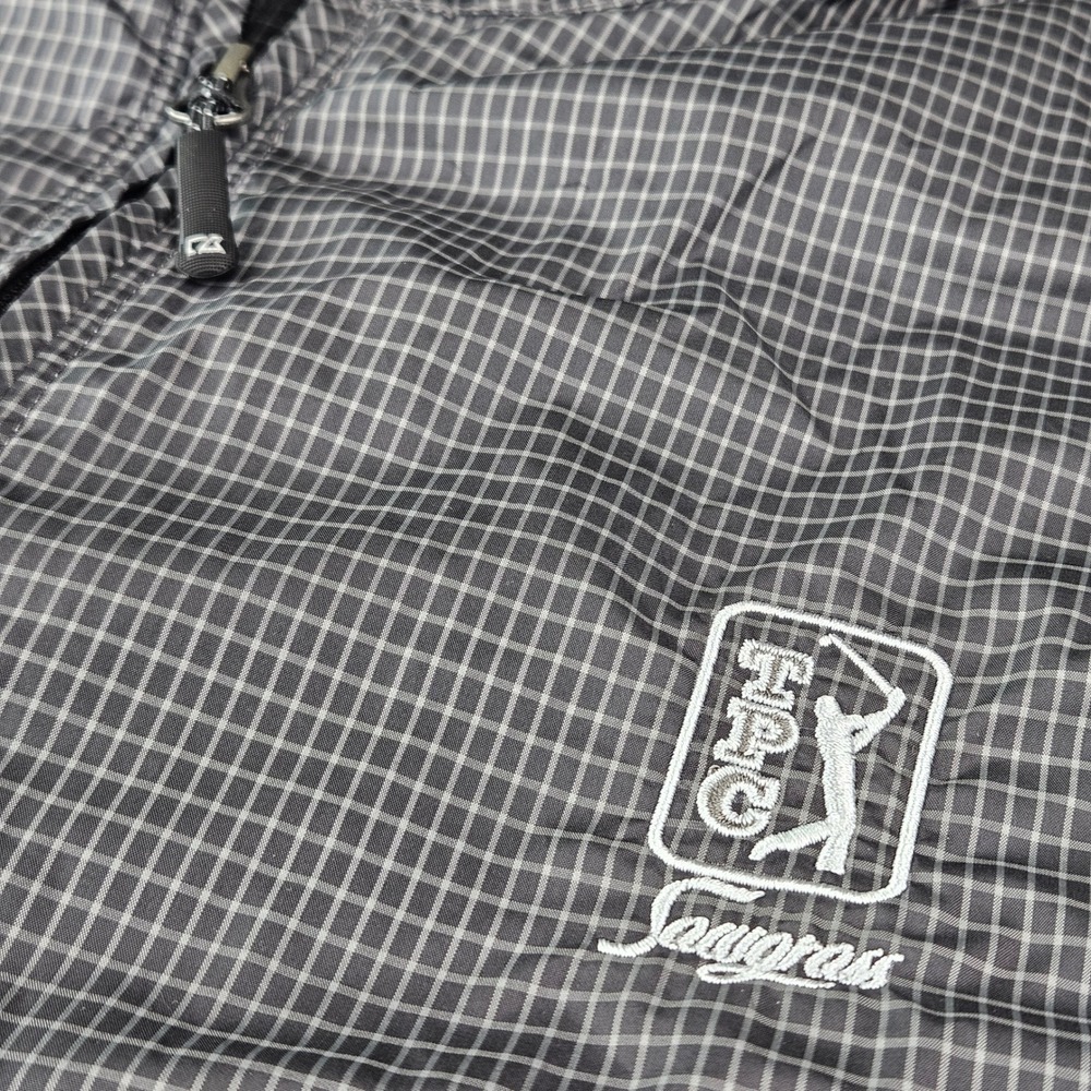 Cutter & Buck TPC Sawgrass Mens Grey Grid Quarter Zip Windbreaker Large MCO00947